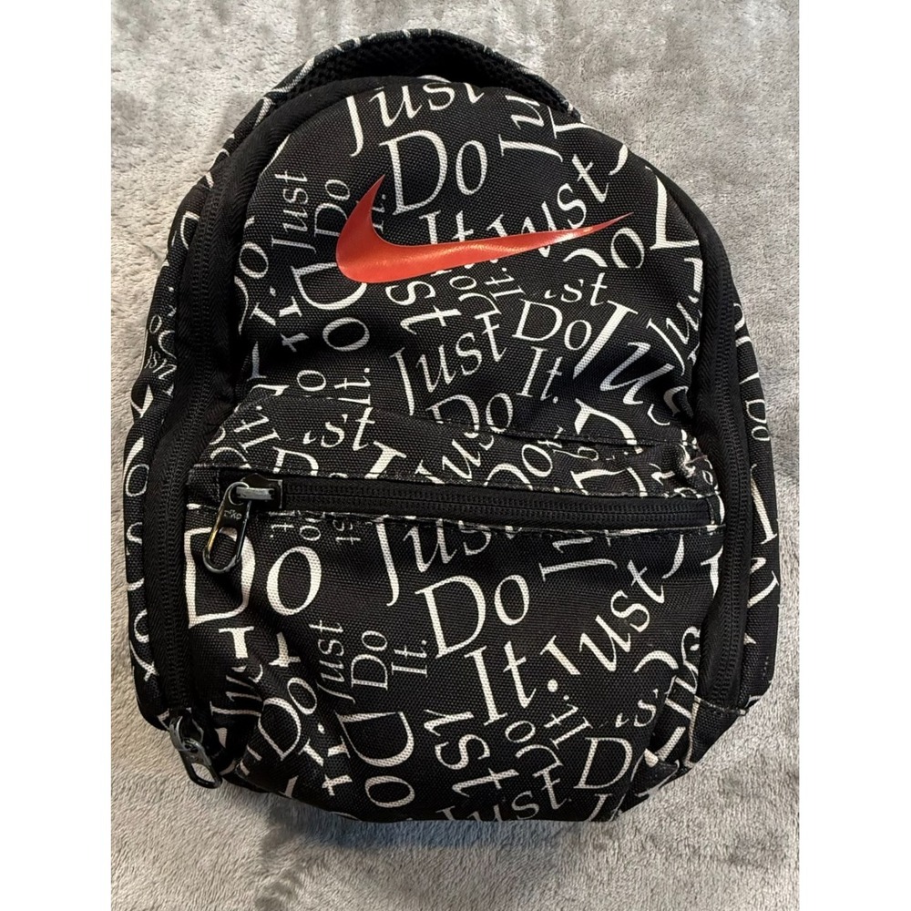 Nike Just Do It Mini Backpack Black White Red Kids Lunch Bag Travel Daypack